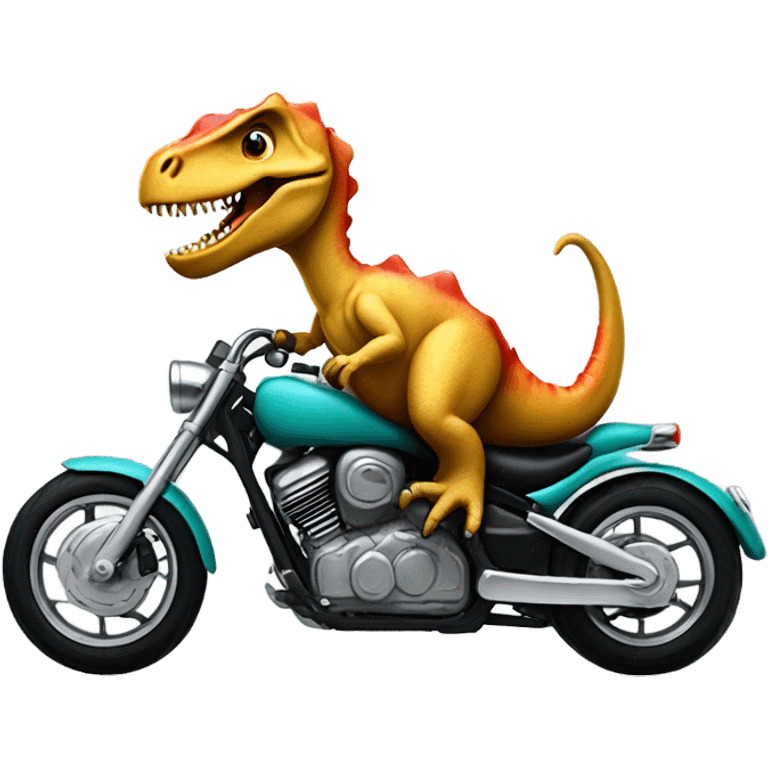 Dinosaur riding a motorcycle emoji