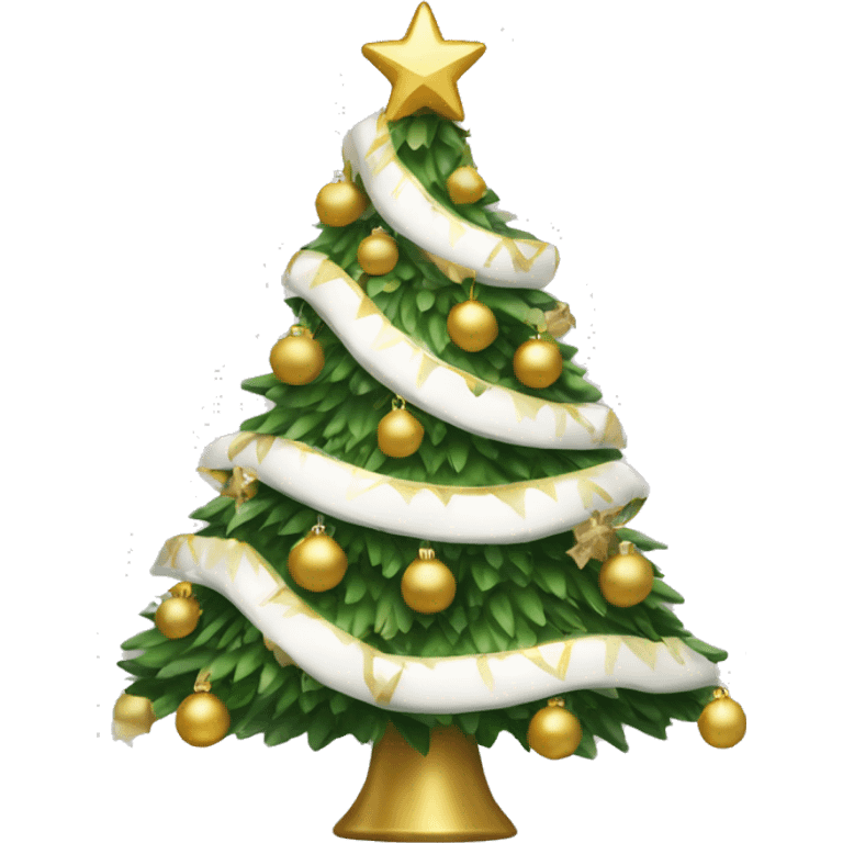 Christmas tree with white and gold decorations emoji