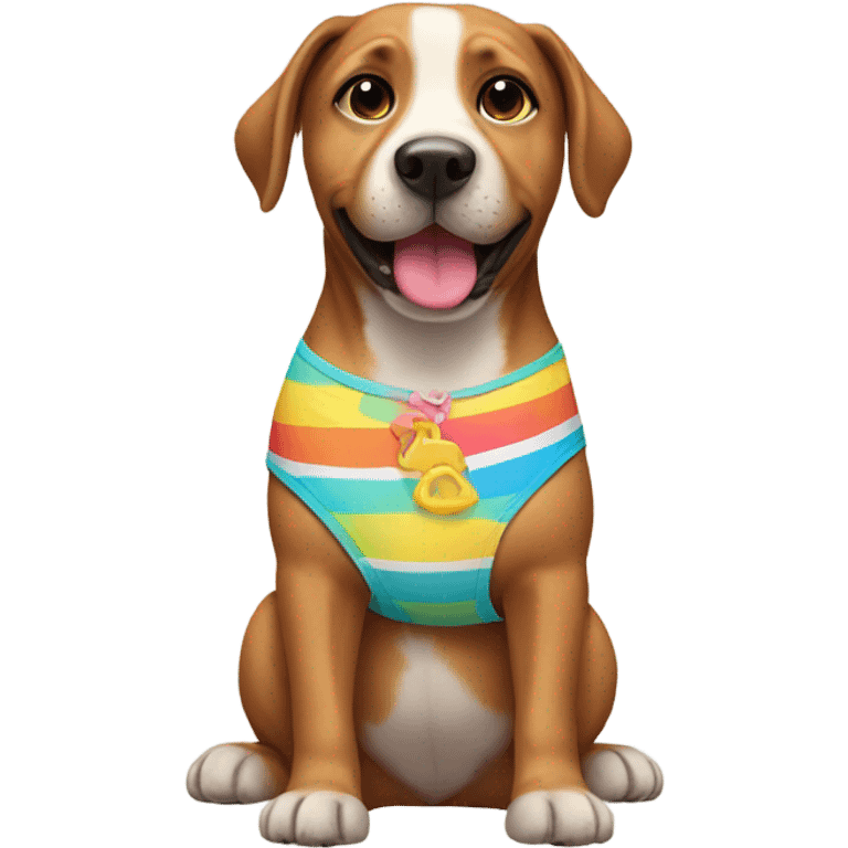 Dog wearing bikini emoji