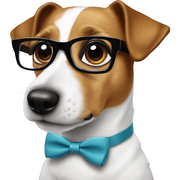 jack russel terrier with bow tie and eyeglasses emoji