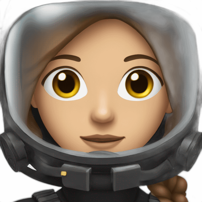 a woman with an a black scubadiver suit. she has blue eyes and an scubadiving mask brown long and straight hair emoji