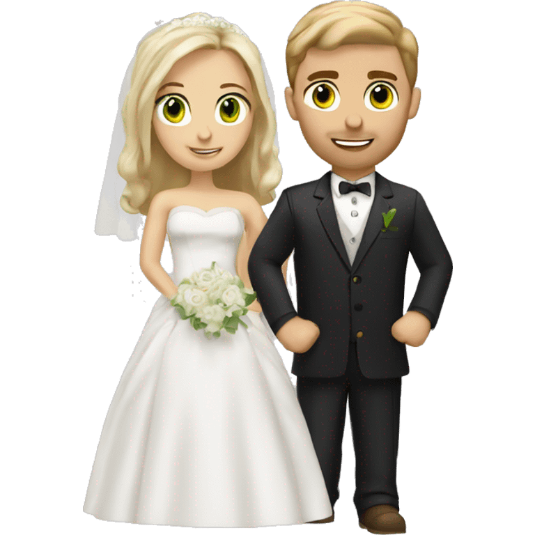 Blonde bride green eyes. Brown hair groom brown eyes Caucasian  emoji