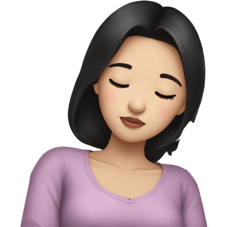 Coquette teenage cute asian black hair girl sleeping  emoji