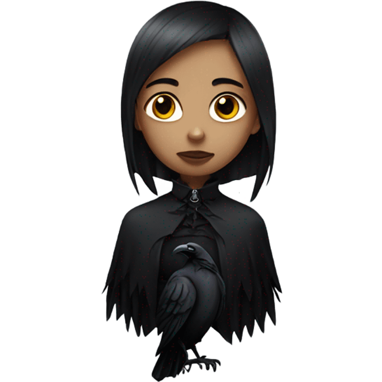 girl in gothic attire with a raven on her shoulder emoji