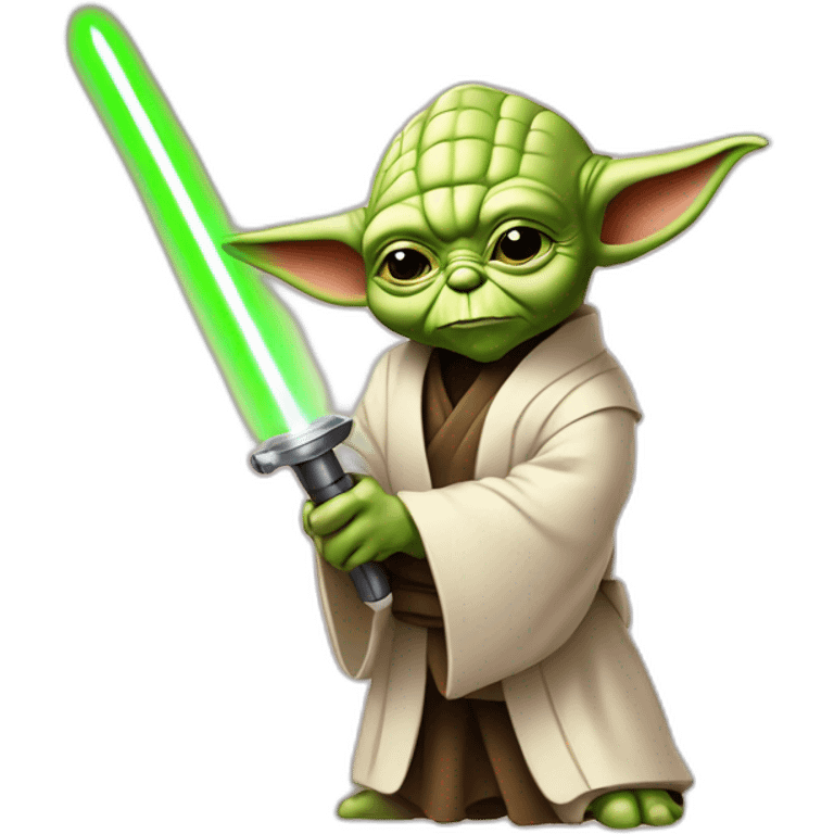 maitre yoda qui tien un sabre laser rose emoji