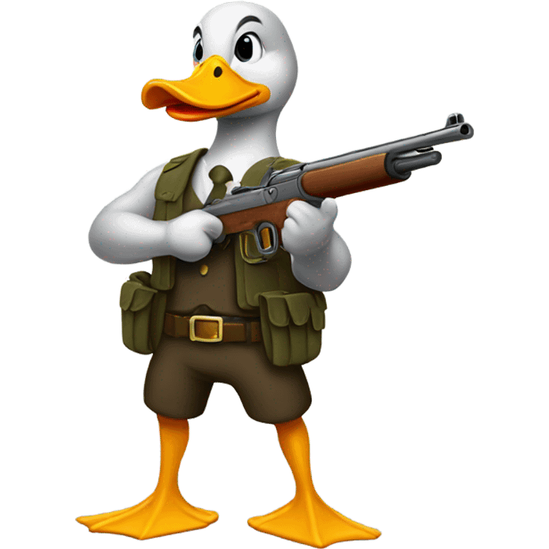 Duck has muscles with a gun emoji