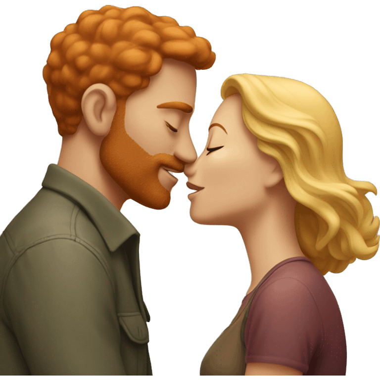 Tall redheaded man kissing a blonde woman  emoji