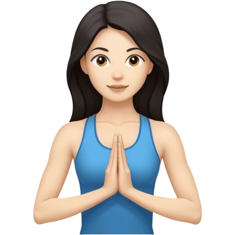 Female Yoga teacher, dark long hair, upper body emoji