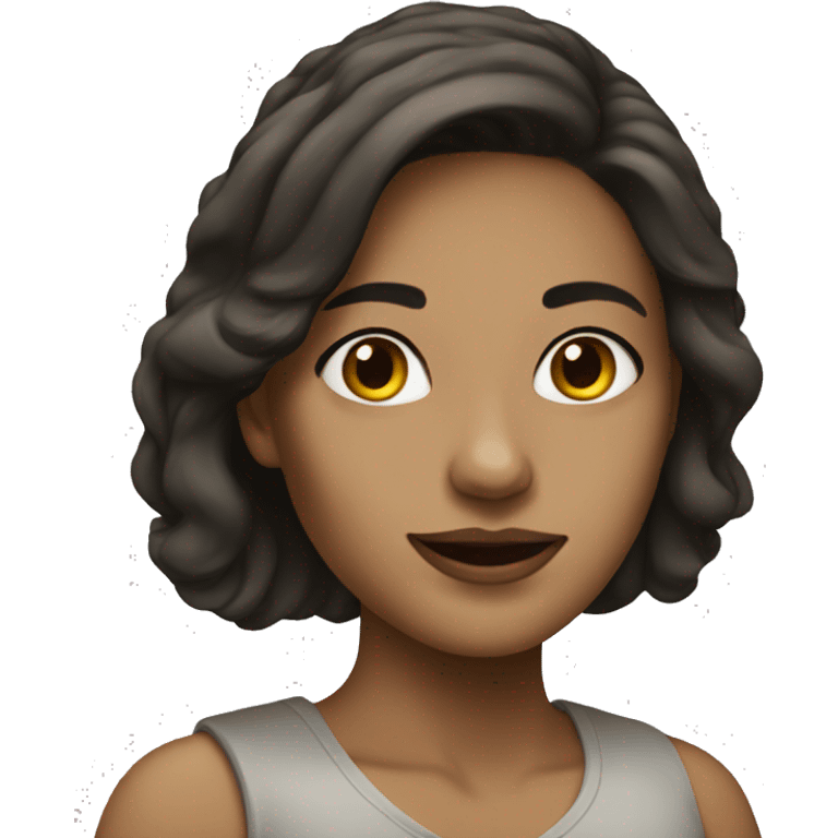 Woman with dark brown hair painting emoji