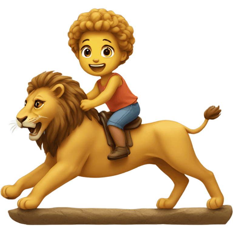 baby riding a lion emoji