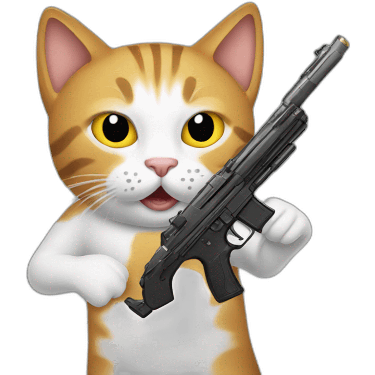 cat holding fake gun emoji