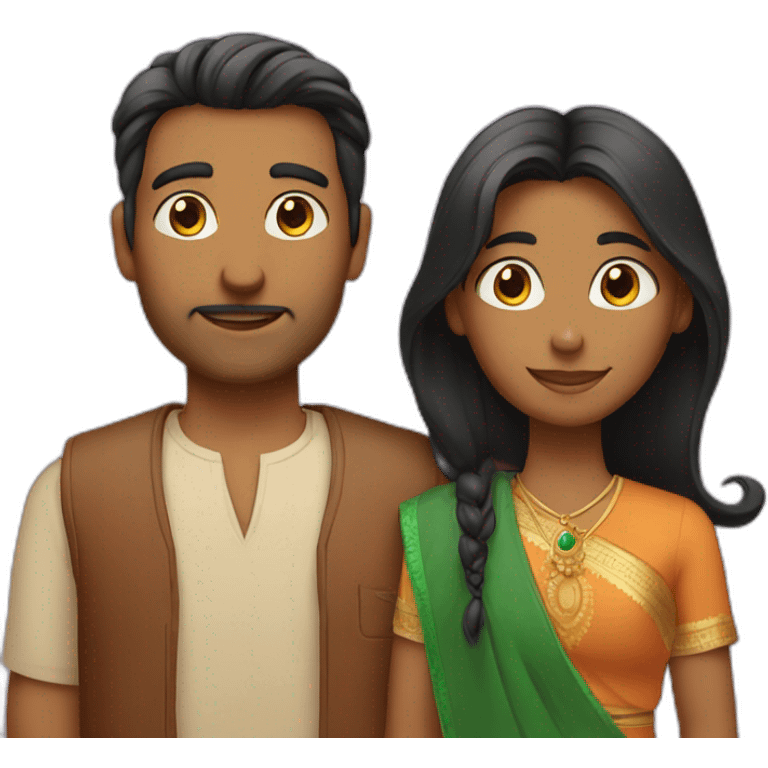 indian family with one dad straight hair and one son straight hair emoji