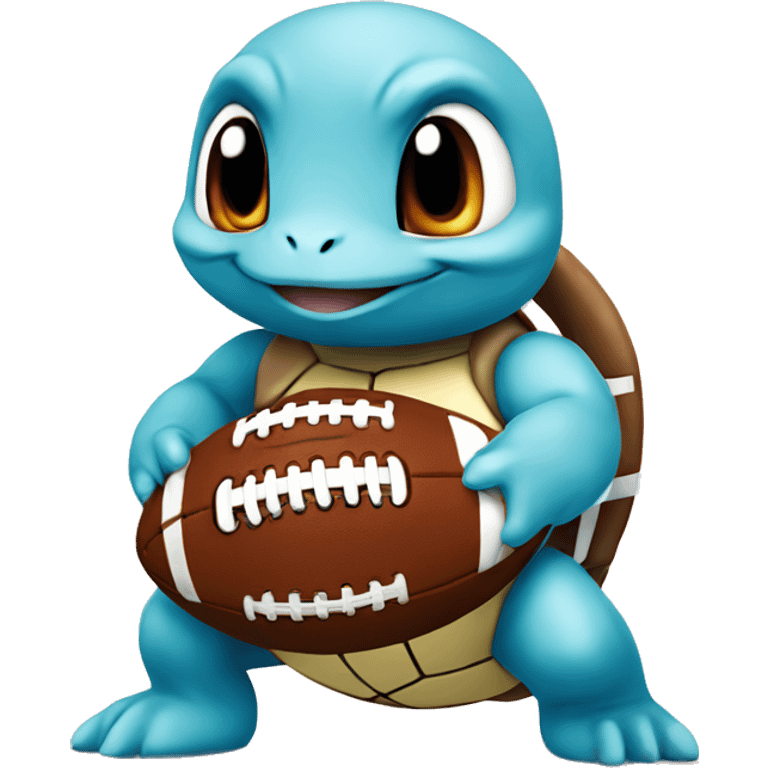 cute squirtle holding american football emoji