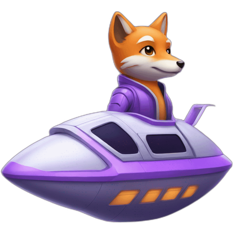 a purple fox in a spaceship emoji