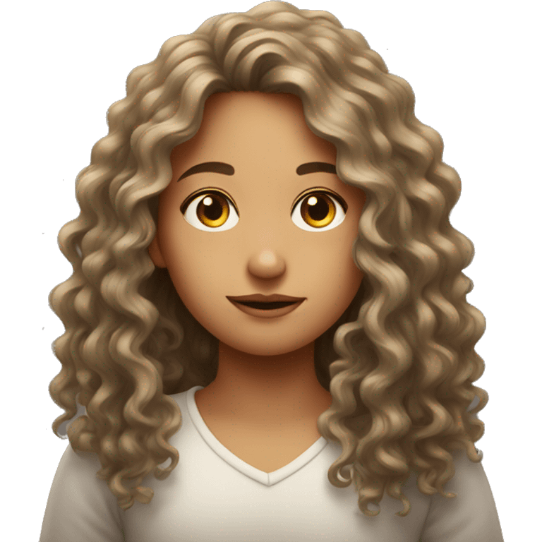 portrait of a girl gazing with long curly hair emoji