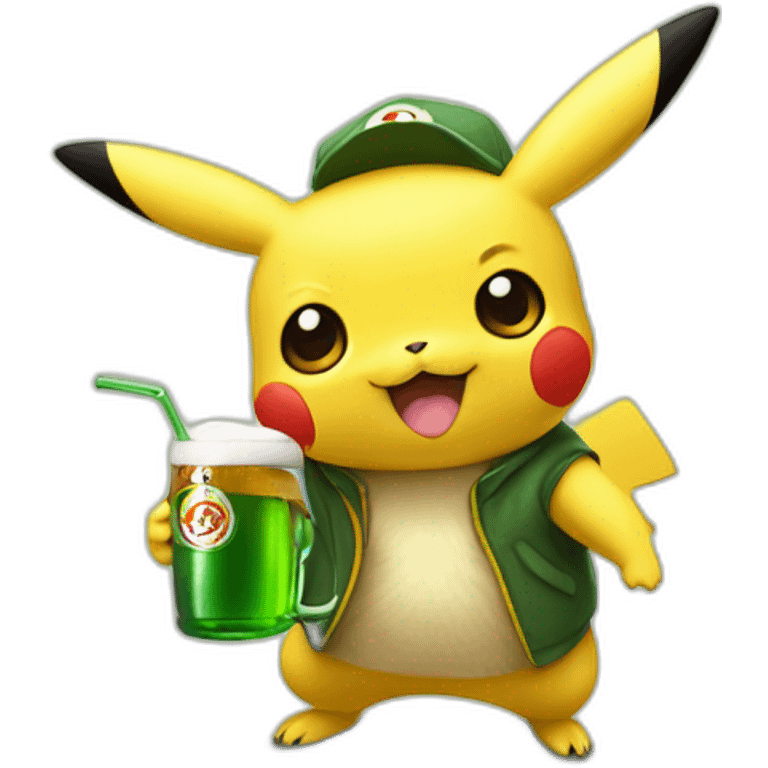 Pikachu holding Pilsner Urquell emoji