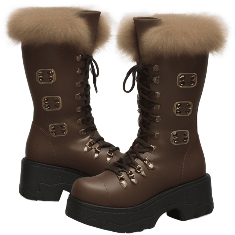 Platform Demonia High boots brown fur emoji