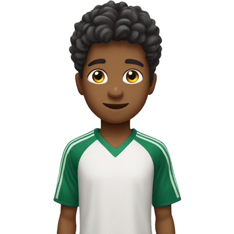 Niño trigueño con el pelo negro jugando tennis emoji