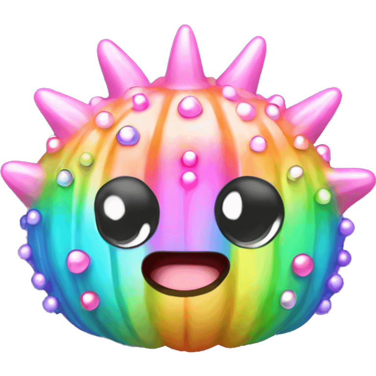 Kawaii rainbow pastel bedazzled sea urchin emoji