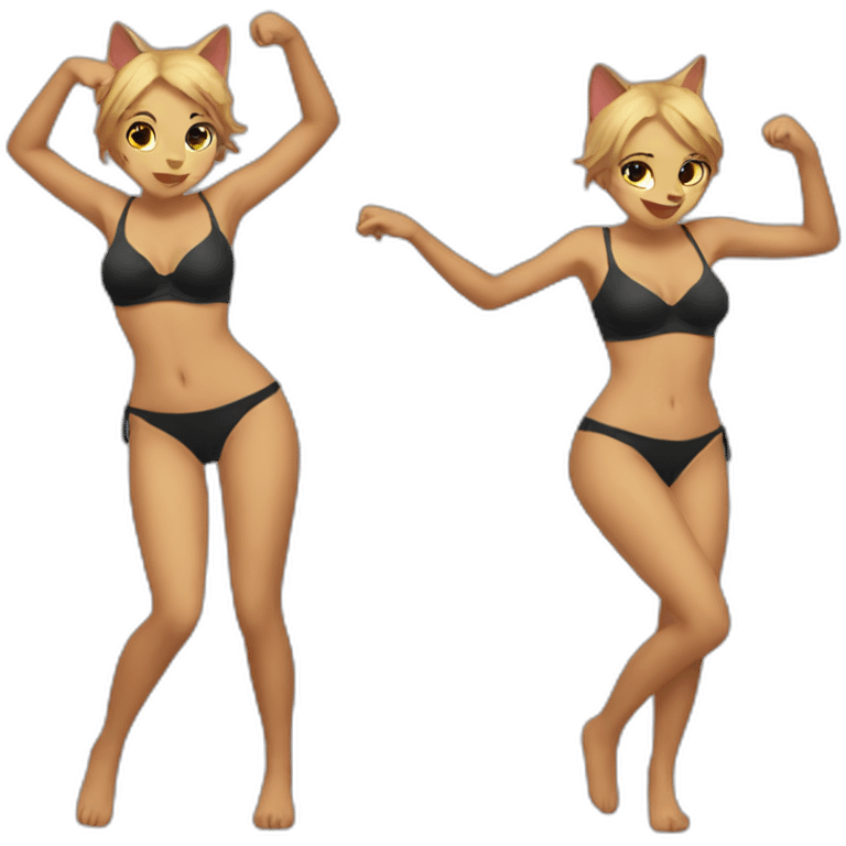 Cat girl dancing with black bras emoji