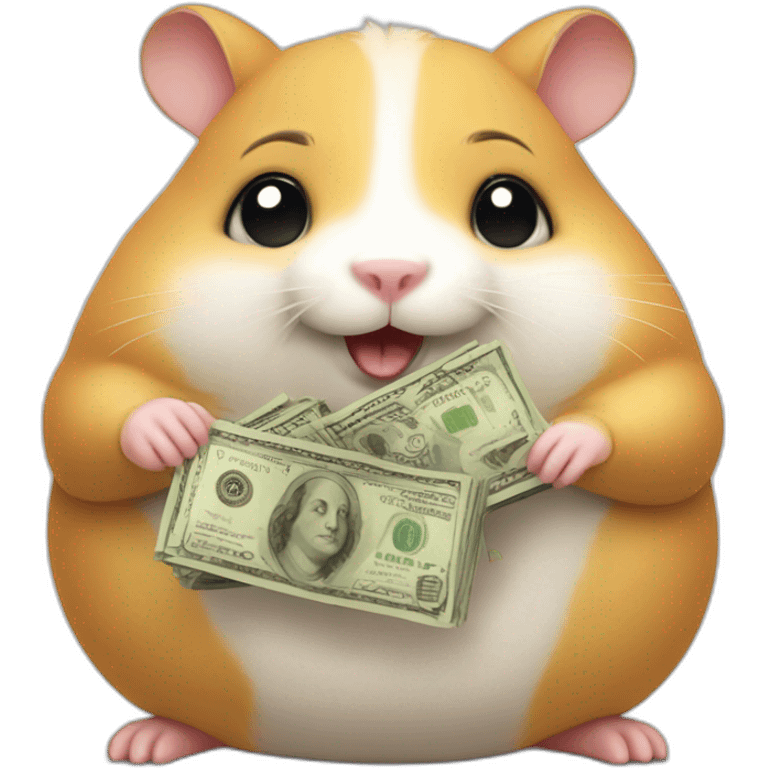 Fat hamster giving a lot of money emoji