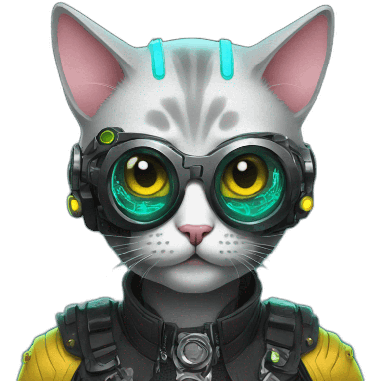 a cyberpunk cat wearing fancy dress emoji