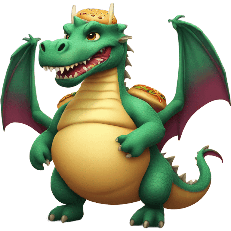 Fat dragon with a cheeseburger emoji