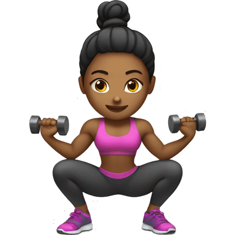 Girl squatting weights emoji