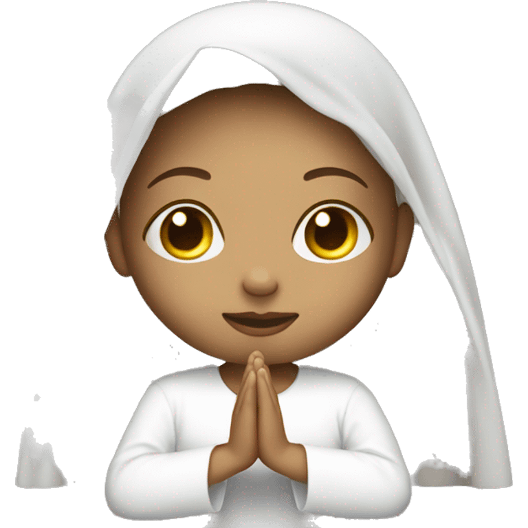 Light skin girl praying with white veil  emoji