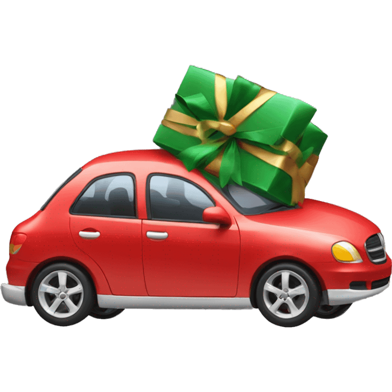 A car like a gift under the xmas tree emoji