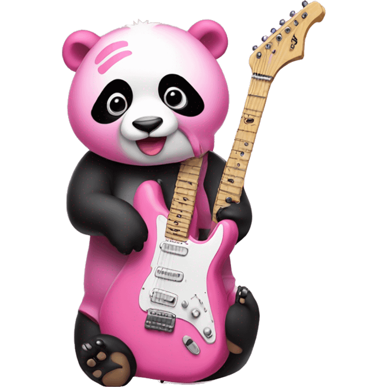 Pink panda with pink e-Guitar  emoji