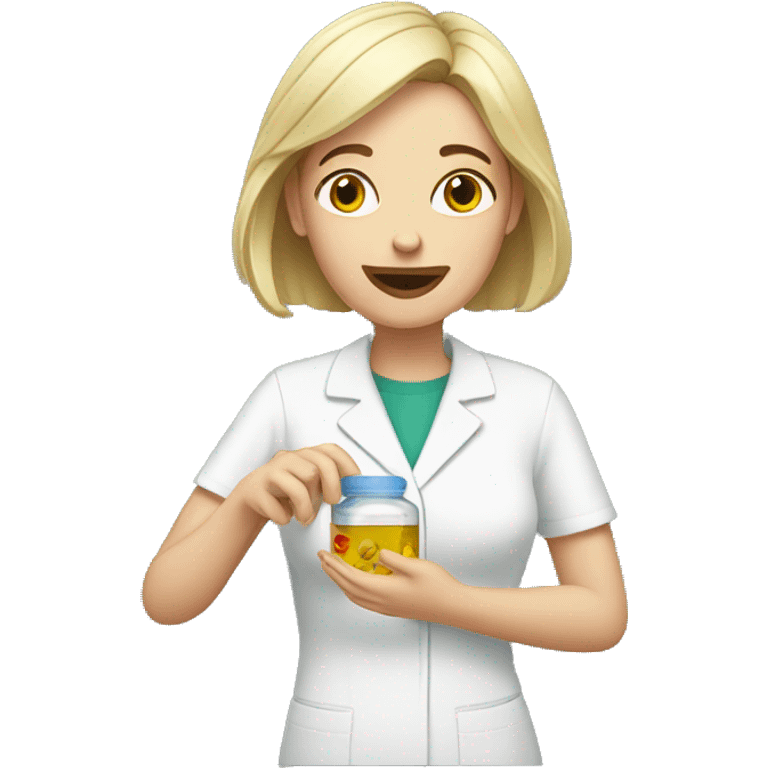 White Woman taking medicine emoji