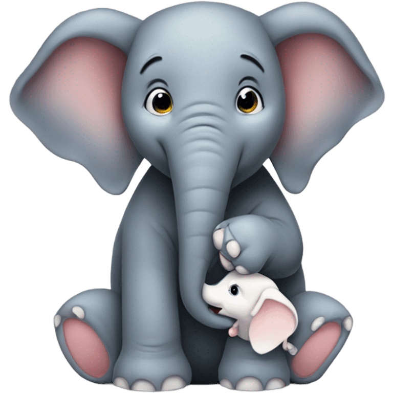 elephant holding a puppy emoji