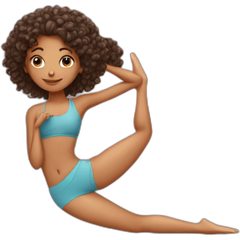 curly hair indian gurl doing yoga emoji