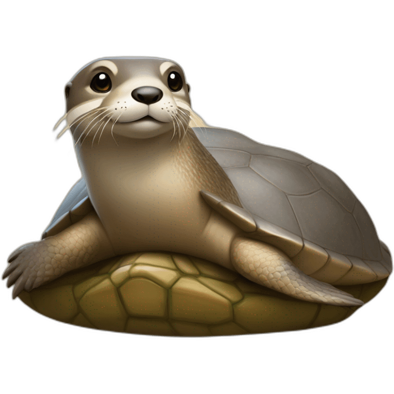 Loutre sur une tortue emoji