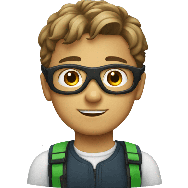 A boy with goggles and look smart emoji