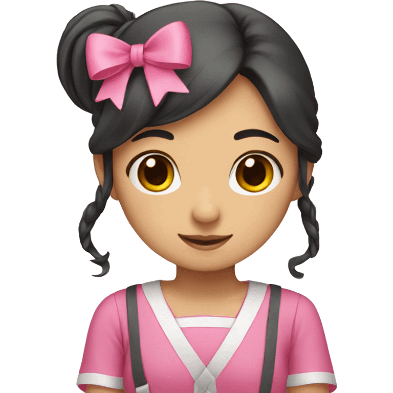 Asian girl working with a pink bow emoji