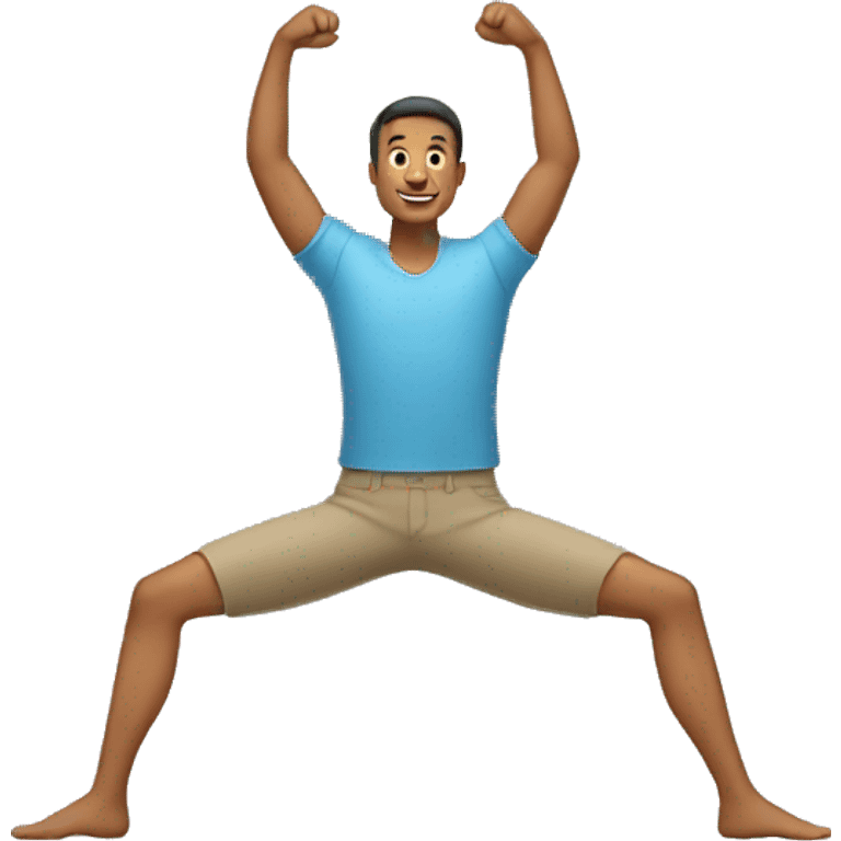  Man with legs raising both arms emoji