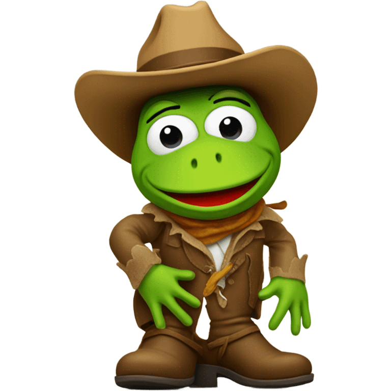 Kermit the frog and a cowboy emoji