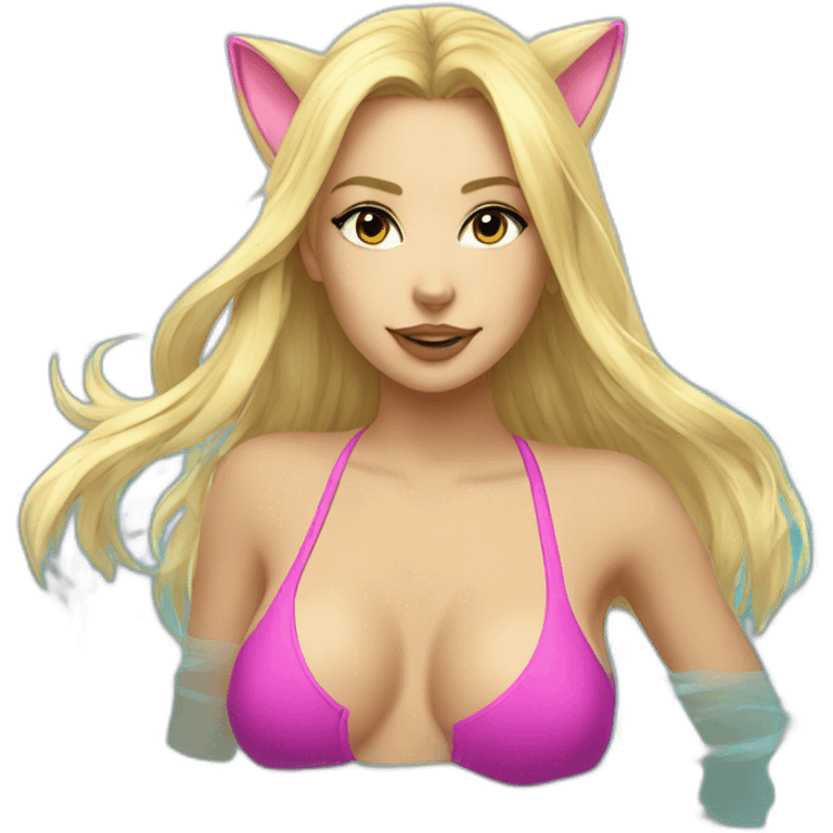 hot catgirl blonde swim emoji