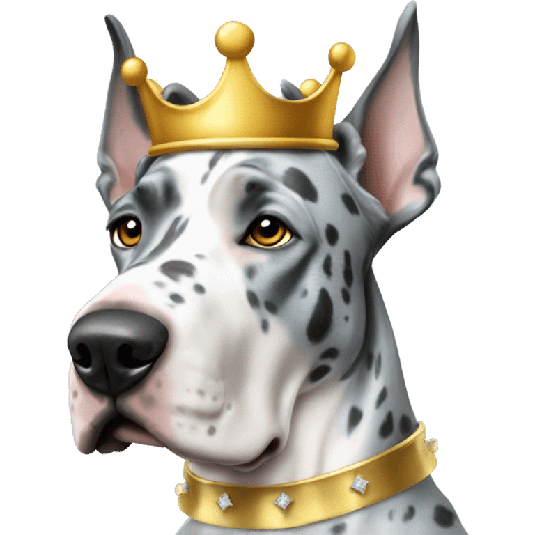 Blue Merle Great dane wearing gold crown emoji