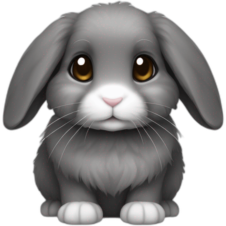 mini lop rabbit with dark grey fur and hint brown emoji