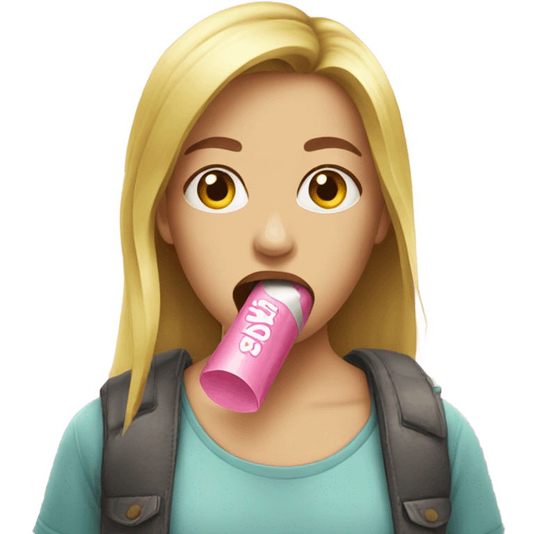 girls chewing a gum emoji