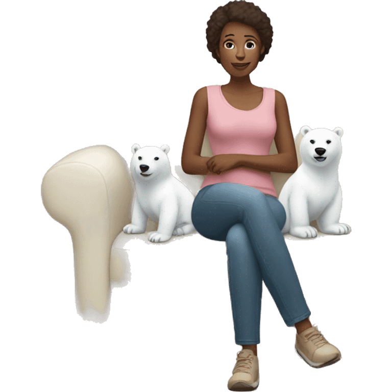 Woman sitting on a couch with polar bears  emoji