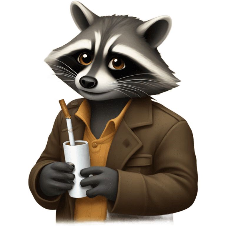 Raccoon smoking a cigarette emoji