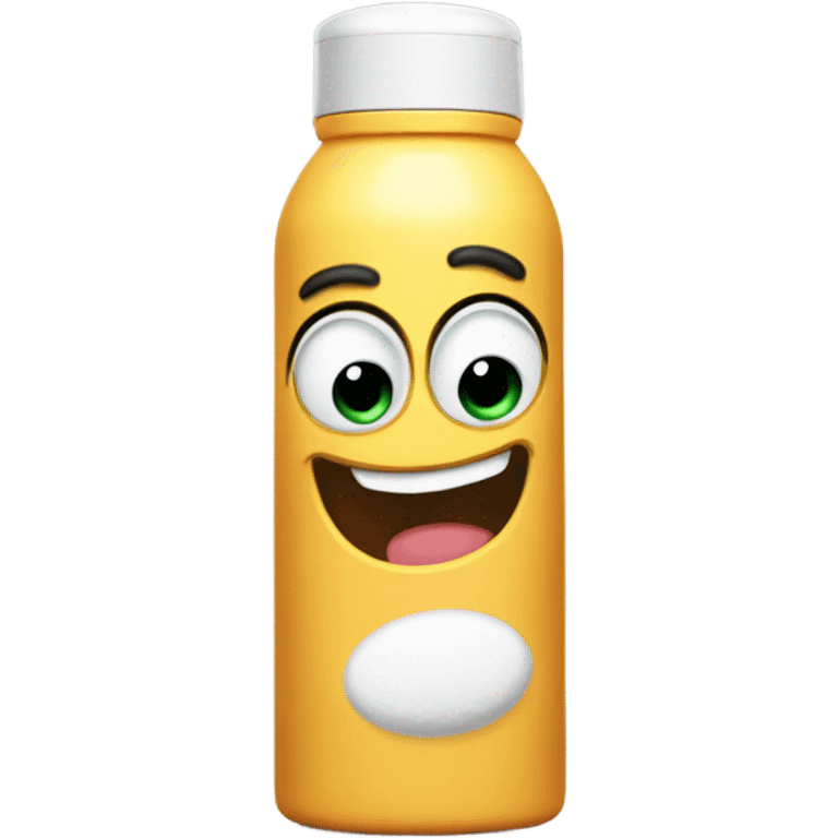 a bottle of deodorant with a face emoji