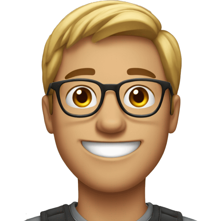 smiling young man with hands up who wearing glasses emoji