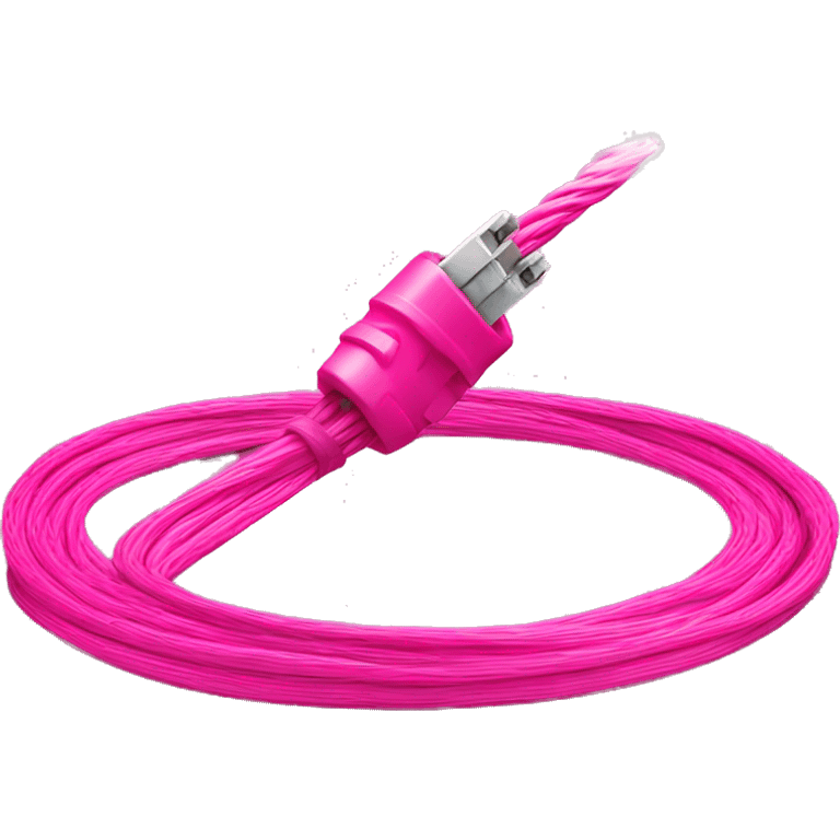 Hot pink fiber optic cable wrapped around a pink world  emoji