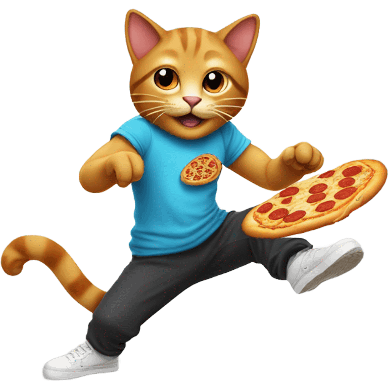 Cat break dancing while eating pizza emoji