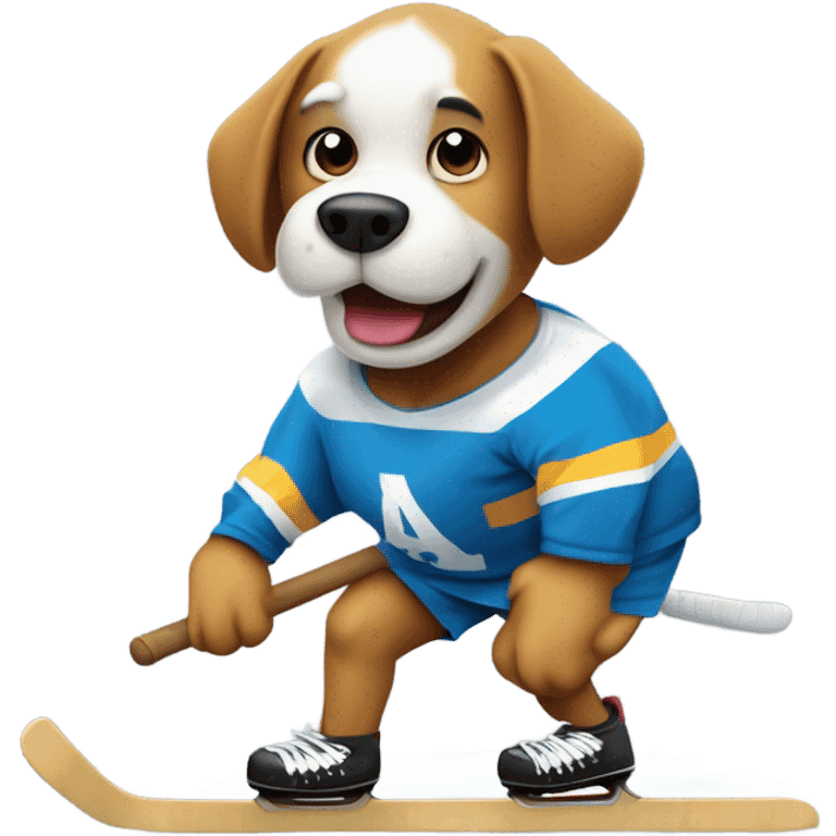 Dog playing hockey  emoji